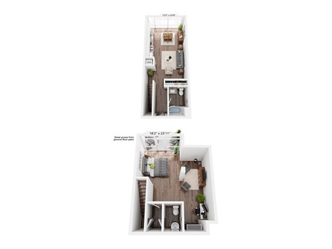 Floor plan for 1 bed, 2 baths, 1448 sqft